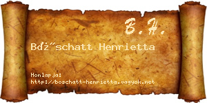 Böschatt Henrietta névjegykártya